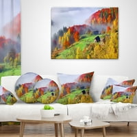 Designart šareni jesenji pejzaž u planinama - pejzažni štampani jastuk za bacanje - 18x18