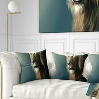 Designart Lav sa ozbiljnim izgledom - jastuk za bacanje životinja-18x18