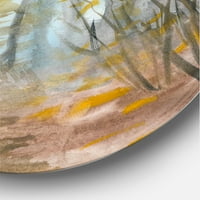 Designart 'jesen u maglovitoj šumi' kuća na jezeru krug metalni zid Art-disk od 36