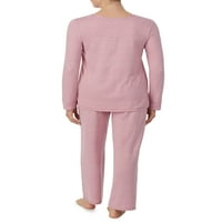 Kompanija Ellen Tracy ženski i ženski Plus Dugi rukav Henley pleteni set pidžame