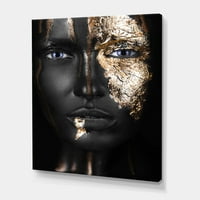 Designart 'portret afroameričke djevojke sa zlatnom šminkom' moderni platneni zidni umjetnički Print