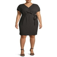 Grey Grayson Social ženska Plus Size Polka Dot Wrap - prednja haljina s V izrezom