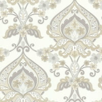 Beacon House Ashbury Taupe Paisley Damask Wallpaper