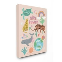 Stupell Industries Girl Power Phrases Colorful animal Illustrations Design by Nina Seven, 24 30