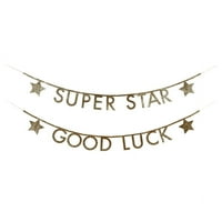 Meri Meri Gold Glitter Letter Super Star Good Luck Banner Garland Kit, 1ct