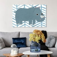 Wynwood Studio životinje Wall Art Canvas Prints 'R for Rhino' Zoo and Wild Animals - Siva, Bijela