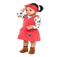 Disney Minnie Mouse džemper za djevojčice, gornji dio dugih rukava i traka za glavu, Set, veličine 0 3M-24M