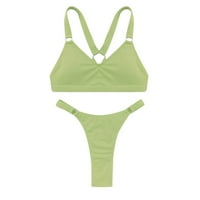 Žene kupaćih kostima OnePiece Visoki struk Bikini Solid Print Green S
