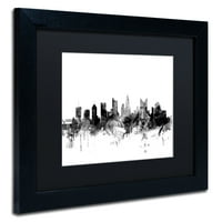 Zaštitni znak Likovna umjetnost Columbus Ohio Skyline B & W Umjetnost platna Michaela Tompsetta, crni mat,
