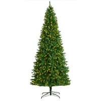 Gotovo prirodna dolina Clear Prelit LED zelena ukrašena jela božićno drvo, sa savitljivim granama 9'