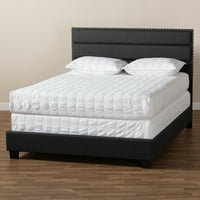 Baxton Studio Ansa moderna i savremena tamno siva tkanina tapacirana Queen size Bed