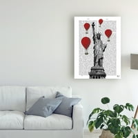 Zaštitni znak likovne umjetnosti 'Kip slobode i baloni sa crvenim toplim zrakom' platnena Umjetnost Fab Funky