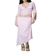 Thaisu ženska moda Y2K Ljeto odijelo Čvrsti niski rezani gornji dijelovi i duga bodycon suktni set