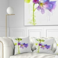 Designart plava ručno nacrtana Eustoma akvarel-cvjetni jastuk - 18x18