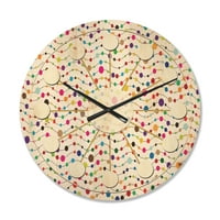 Designart 'talasi u boji Polka tačaka na bijeloj' Moderni drveni zidni sat iz sredine stoljeća