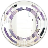 Designart' Geometrijski Ljubičasti Glečer ' Moderno Okruglo Zidno Ogledalo - Prostor