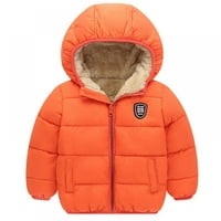 Dječji kaputinski zimski kaput puffer niz jaknu Vjetrootporna runo obložena, narandžasta