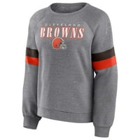 Ženska fanatika brendirana grijana siva Cleveland Browns velika uloga Raglan pulover dukserica