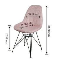 Dizajn grupa Pink bez ruku Fau krzno stolice za ručavanje sa crnim metalnim nogama