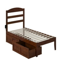 Warren 14 dvostruki drveni okvir kreveta sa setom ladica za odlaganje, orah