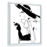 Prekrasan crno-bijeli Model Haute Couture Fashion Woman II uokvirena slika na platnu Art Print