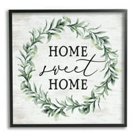 Stupell Industries Home Sweet Home Sentiment zeleni vijenac za Botaničku seosku kuću, 30, dizajn sa slovima