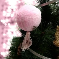 Holiday Time Božić Ornaments 4-Komad Pink Furry Ball Ornament