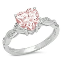 2.1ct srce ružičasti simulirani dijamant 14k bijelo zlato ugraviranje izjava bridalna godišnjica Angažovanje