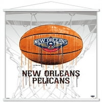 New Orleans Pelikans - Kapljeni zidni poster sa drvenim magnetnim okvirom, 22.375 34