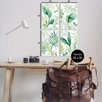Stupell Industries raznovrsna zelena tropska biljka ostavlja botaničko-cvjetno slikarstvo Neuramljena Umjetnost
