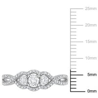 Miabella ženski karat TW Diamond 14kt zaručnički prsten od bijelog zlata od tri kamena oreola