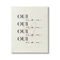 Stupell Industries Oui nefrancuska fraza ružičasto srce Pariška tipografija, 30, dizajn Daphne Polselli
