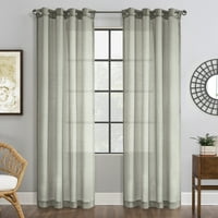 Blakely Fau Linen Texture Sheer Curtain Panel 52 63 u sivoj boji