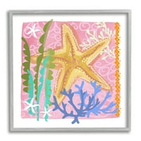 Stupell Industries Bold Sea Life Starfish Botanički uzorak dizajn grafička Umjetnost siva uokvirena Umjetnost