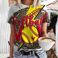 Kakina s majice za žene Grafičke majice Ljeto tiskanje kratkih rukava Labavi majica vrhovi bluze žuto, xl