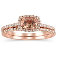 Carat T. W. Brilliance Fine Jewelry jastuk rezan Morganit i dijamant Bridal set u 10kt ružičastom zlatu,