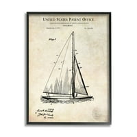 Stupell Industries Vintage sailboat Watercraft tehnički dizajn dijagram uokvireni zid Art, 14, Dizajn Karla