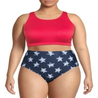 Društveni anđeo ženski Plus Size rebrasti Crop Bikini Kupaći Top