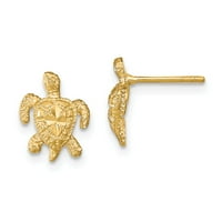 Primalno zlato karat žuto zlato polirano dijamantno rezanje morskih kornjača post minđuše