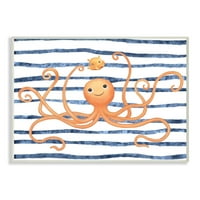 Dječija soba Stupell Octopus ocean Animal narandžasto plava Dječija rasadnik dizajn Zidna ploča Ziwei Li