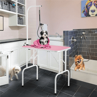Sklopivi stol za njegu Easyfashion Dog Cat sa podesivom visinom ruke ružičaste