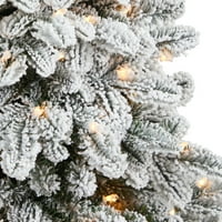 46in. Flocked North Carolina jela vještačko božićno drvo sa toplim bijelim svjetlima i savitljivim granama