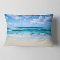 Designart Serene plava tropska plaža - jastuk za bacanje na obalu mora-12x20