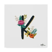 Zaštitni znak likovne umjetnosti 'romantični Luxe Monogram K Crni' umjetnost na platnu Janelle Penner