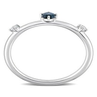 Carat T. G. W. Ovalni Londonski plavi Topaz i okrugli bijeli Topaz 10kt bijeli Zlatni 3-kameni prsten