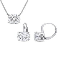 Miabella ženske 5-karatne T. G. W. kreirane Moissanite 14kt Solitaire i Leverback naušnice i privjesak Set