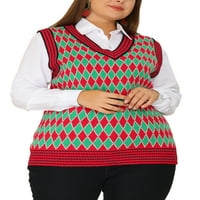 Jedinstveni povoljni ženski prsluk Plus veličine Argyle v pleteni džemperi bez rukava