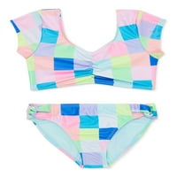 Wonder Nation Girls Daisy Fields Bikini Set Za Plivanje, 2 Komada, Veličine 4-18