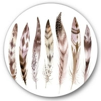 Designart 'šareni Boho Art Feather Set X' Bohemian & eklektičan krug metalni zid Art-disk od 29