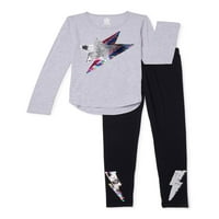 Star Ride Girls Flip Sequin Top i nogavice, 2-dijelni komplet odjeće, veličine 4-16